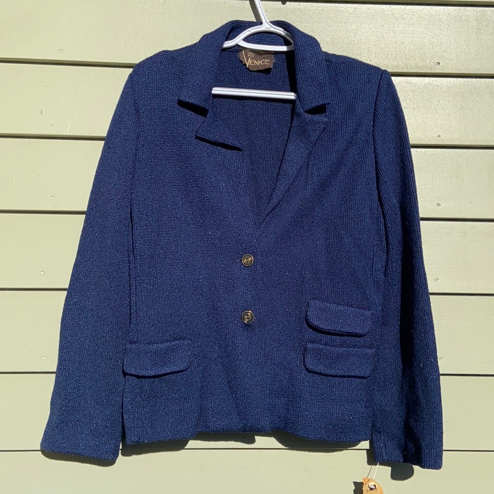 Vintage Venice knit blazer blue size 8